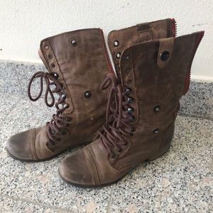 Steve Madden Lace Up Brown Boots Size 6.5